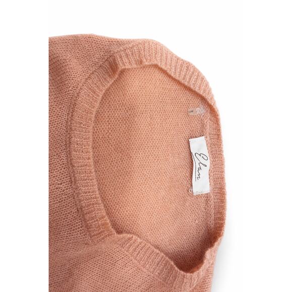 Elan “Oohlala” Mocha Medium Oversized Light Boxy Graphic Knit Coastal Cozy Chic - Picture 5 of 9